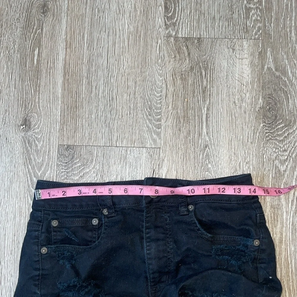 American Eagle denim Black Jean Shorts with Frayed Hem distressed denim size 6